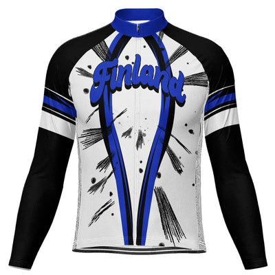 Customized Finland Men's Winter Thermal Fleece Cycling Jersey Long Sleeve