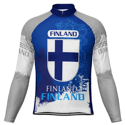 Customized Finland Men's Winter Thermal Fleece Cycling Jersey Long Sleeve
