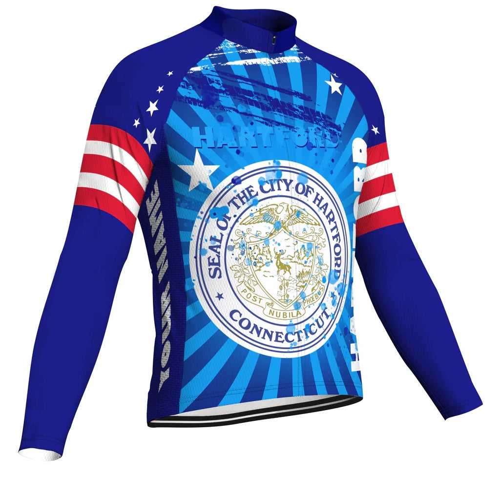 Customized Hartford Men's Winter Thermal Fleece Cycling Jersey Long Sleeve