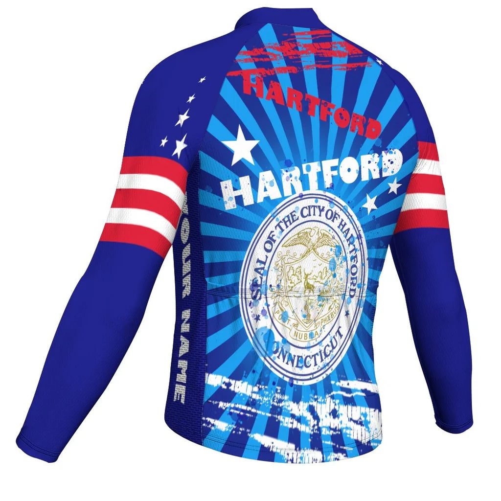 Customized Hartford Men's Winter Thermal Fleece Cycling Jersey Long Sleeve