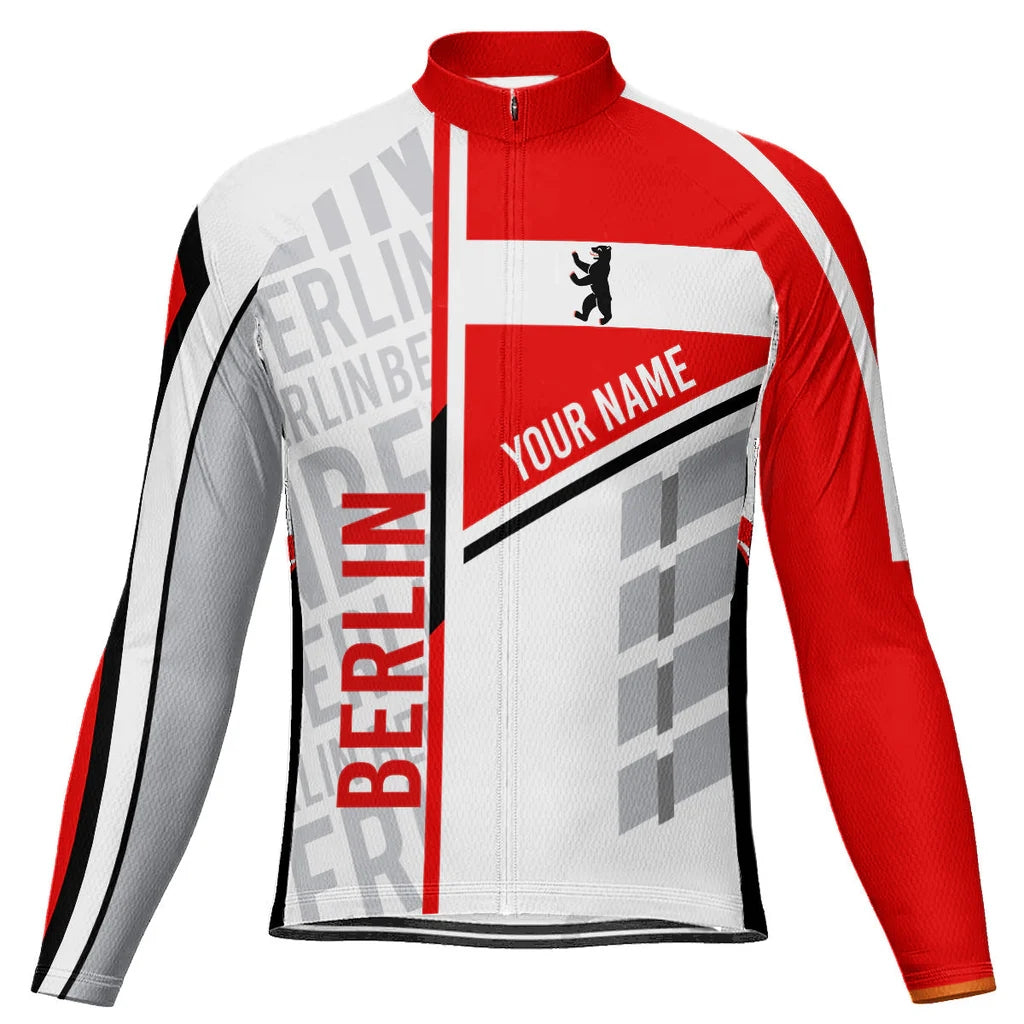Customized Berlin Men's Winter Thermal Fleece Cycling Jersey Long Sleeve