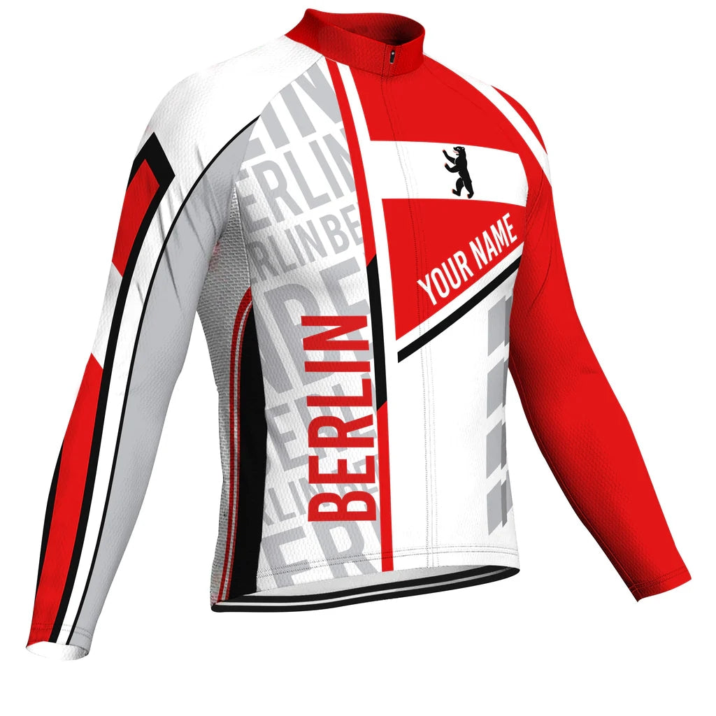 Customized Berlin Men's Winter Thermal Fleece Cycling Jersey Long Sleeve