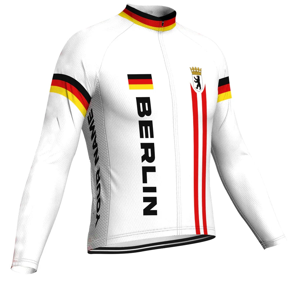 Customized Berlin Men's Winter Thermal Fleece Cycling Jersey Long Sleeve