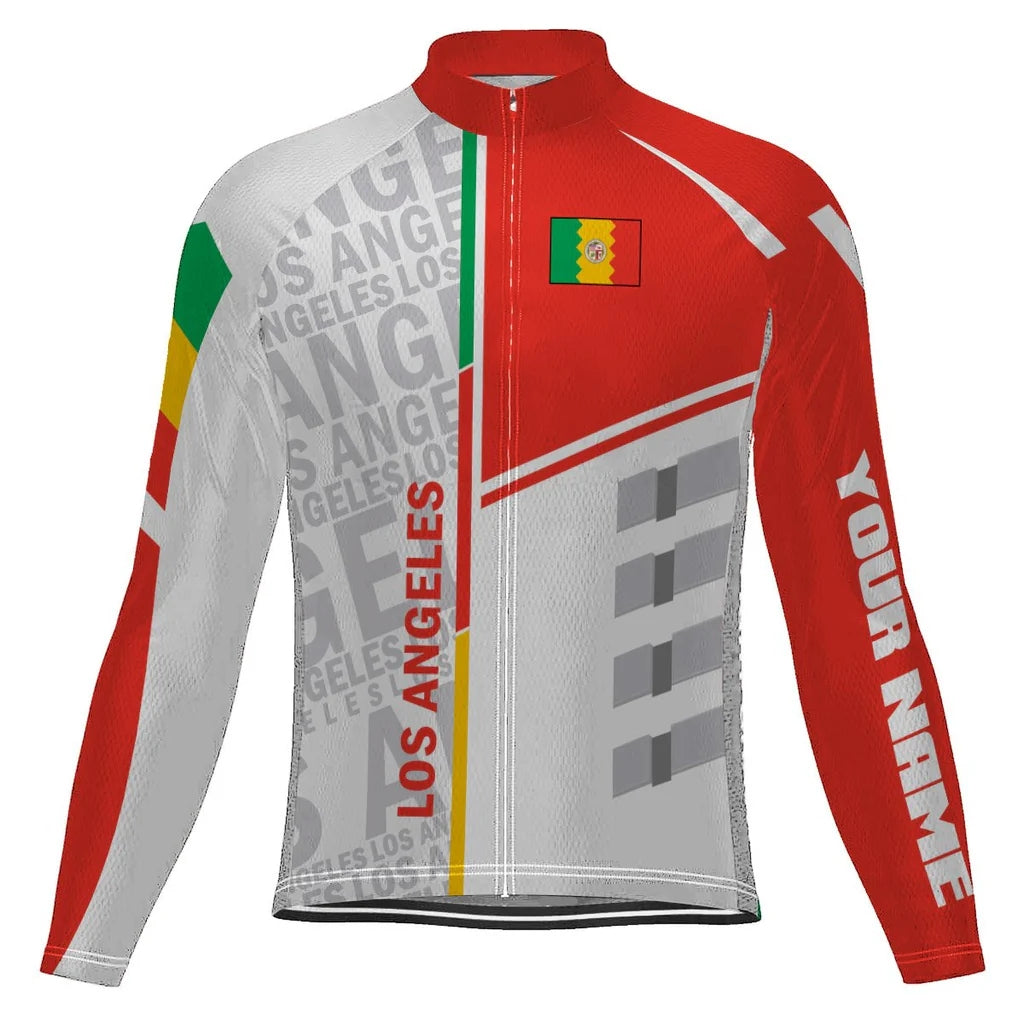 Customized Los Angeles Men's Winter Thermal Fleece Cycling Jersey Long Sleeve