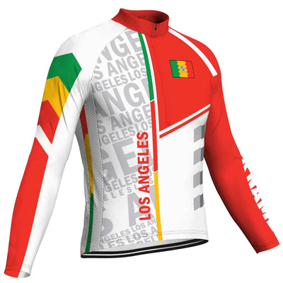 Customized Los Angeles Men's Winter Thermal Fleece Cycling Jersey Long Sleeve