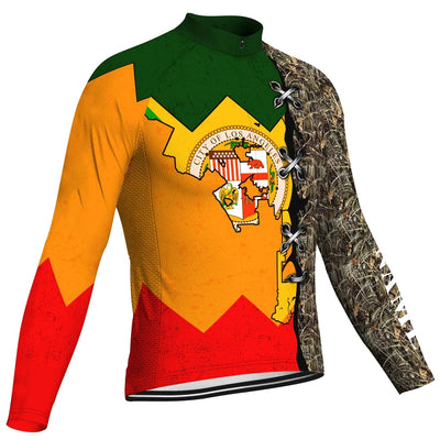 Customized Los Angeles Men's Winter Thermal Fleece Cycling Jersey Long Sleeve