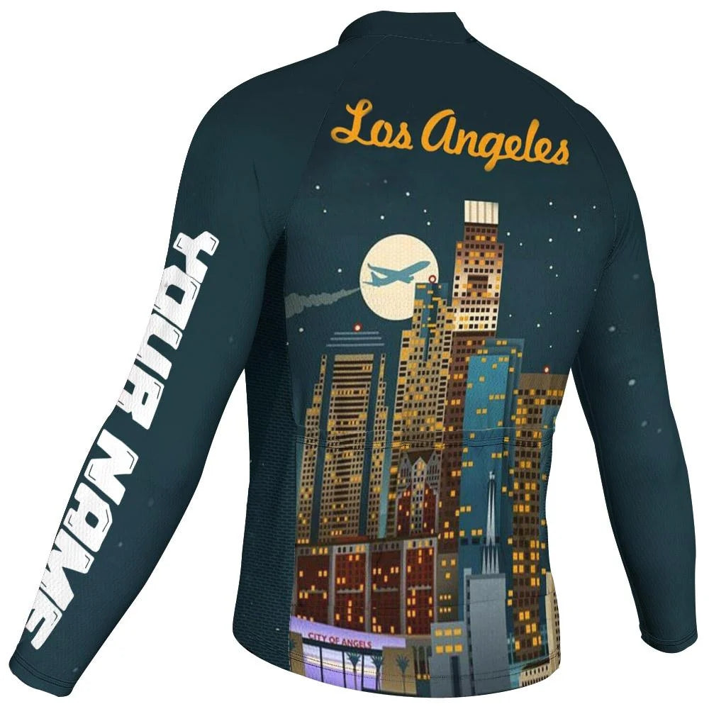 Customized Los Angeles Men's Winter Thermal Fleece Cycling Jersey Long Sleeve
