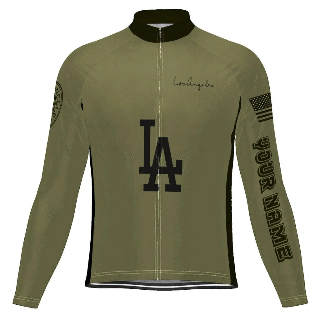 Customized Los Angeles Men's Winter Thermal Fleece Cycling Jersey Long Sleeve