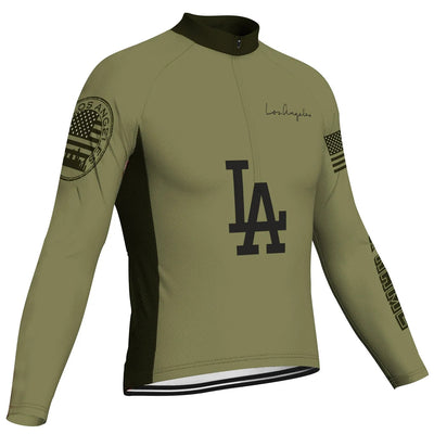 Customized Los Angeles Men's Winter Thermal Fleece Cycling Jersey Long Sleeve