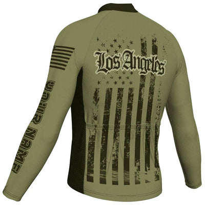 Customized Los Angeles Men's Winter Thermal Fleece Cycling Jersey Long Sleeve