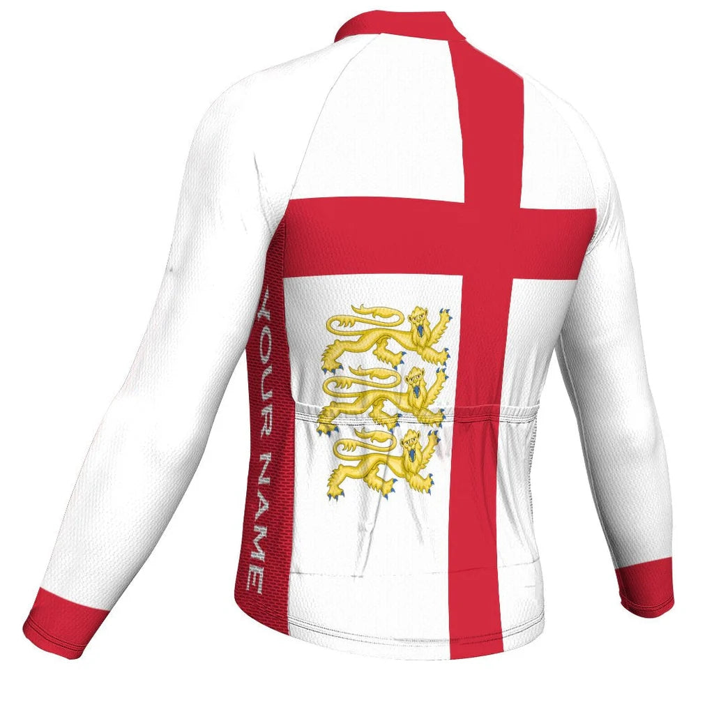 Customized England Men's Winter Thermal Fleece Cycling Jersey Long Sleeve