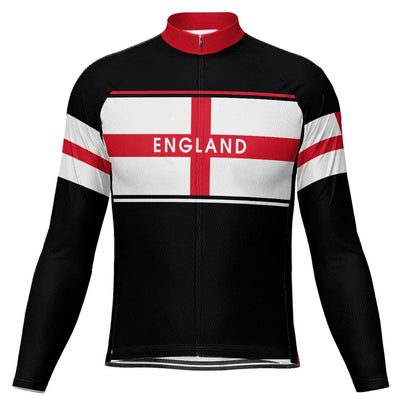 Customized England Men's Winter Thermal Fleece Cycling Jersey Long Sleeve