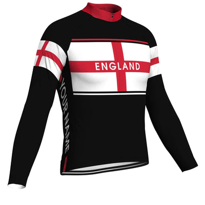 Customized England Men's Winter Thermal Fleece Cycling Jersey Long Sleeve
