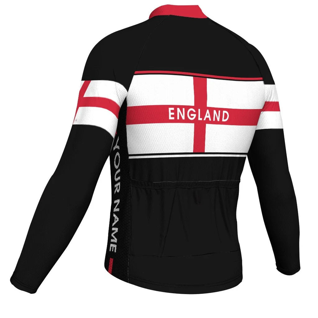 Customized England Men's Winter Thermal Fleece Cycling Jersey Long Sleeve
