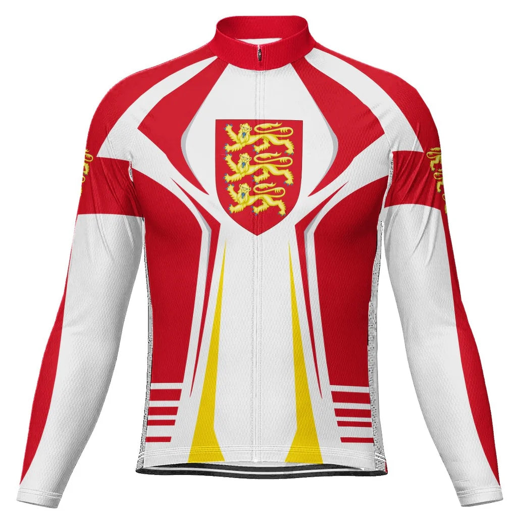 Customized England Men's Winter Thermal Fleece Cycling Jersey Long Sleeve