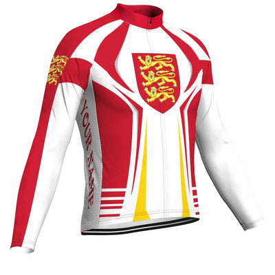 Customized England Men's Winter Thermal Fleece Cycling Jersey Long Sleeve