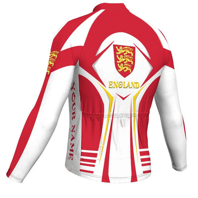 Customized England Men's Winter Thermal Fleece Cycling Jersey Long Sleeve