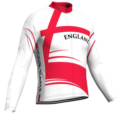 Customized England Men's Winter Thermal Fleece Cycling Jersey Long Sleeve