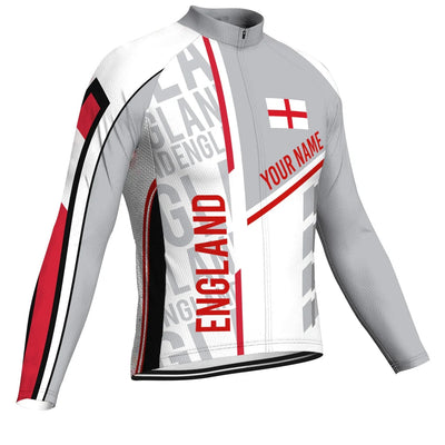 Customized England Men's Winter Thermal Fleece Cycling Jersey Long Sleeve