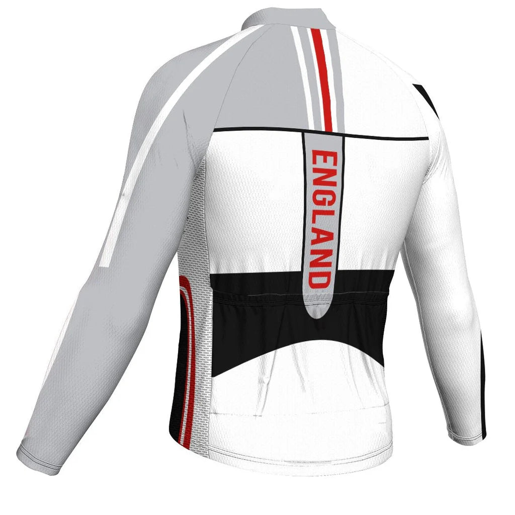 Customized England Men's Winter Thermal Fleece Cycling Jersey Long Sleeve