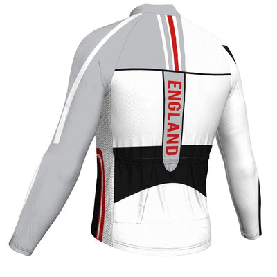 Customized England Men's Winter Thermal Fleece Cycling Jersey Long Sleeve