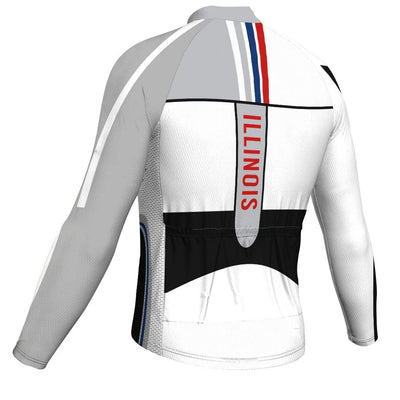 Customized Illinois Men's Winter Thermal Fleece Cycling Jersey Long Sleeve