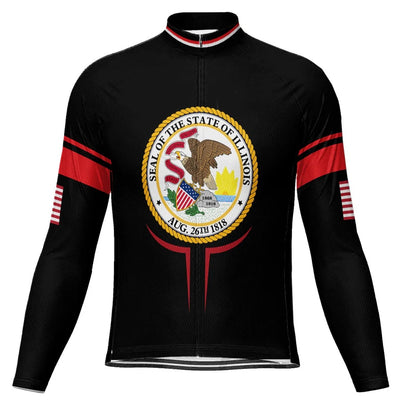 Customized Illinois Men's Winter Thermal Fleece Cycling Jersey Long Sleeve