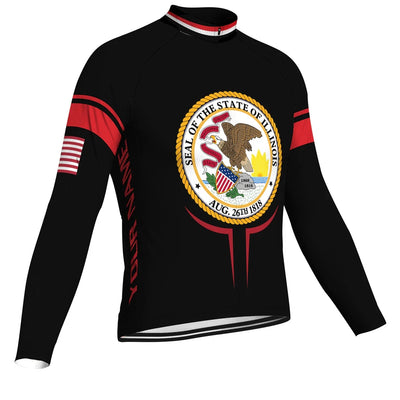 Customized Illinois Men's Winter Thermal Fleece Cycling Jersey Long Sleeve