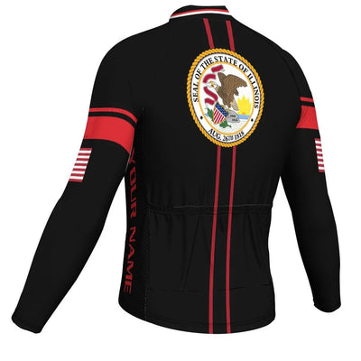 Customized Illinois Men's Winter Thermal Fleece Cycling Jersey Long Sleeve