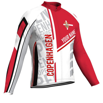 Customized Copenhagen Men's Winter Thermal Fleece Cycling Jersey Long Sleeve