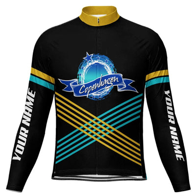 Customized Copenhagen Men's Winter Thermal Fleece Cycling Jersey Long Sleeve