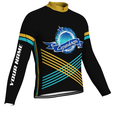 Customized Copenhagen Men's Winter Thermal Fleece Cycling Jersey Long Sleeve
