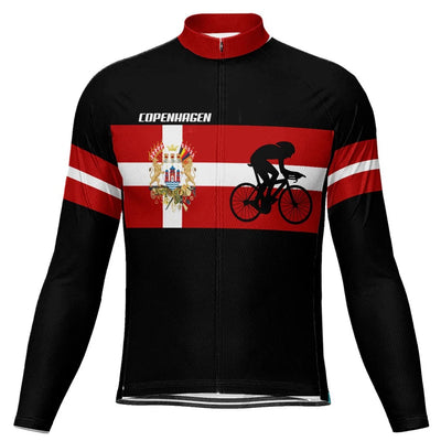 Customized Copenhagen Men's Winter Thermal Fleece Cycling Jersey Long Sleeve