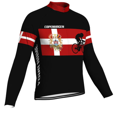 Customized Copenhagen Men's Winter Thermal Fleece Cycling Jersey Long Sleeve