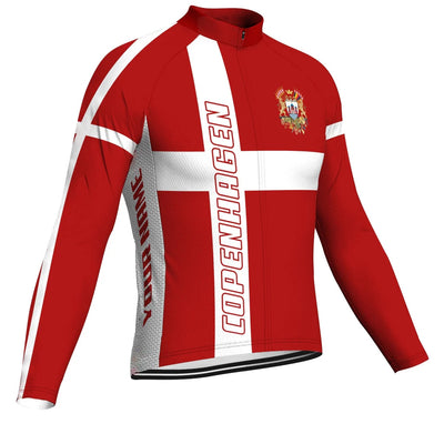 Customized Copenhagen Men's Winter Thermal Fleece Cycling Jersey Long Sleeve