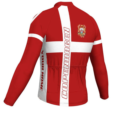 Customized Copenhagen Men's Winter Thermal Fleece Cycling Jersey Long Sleeve