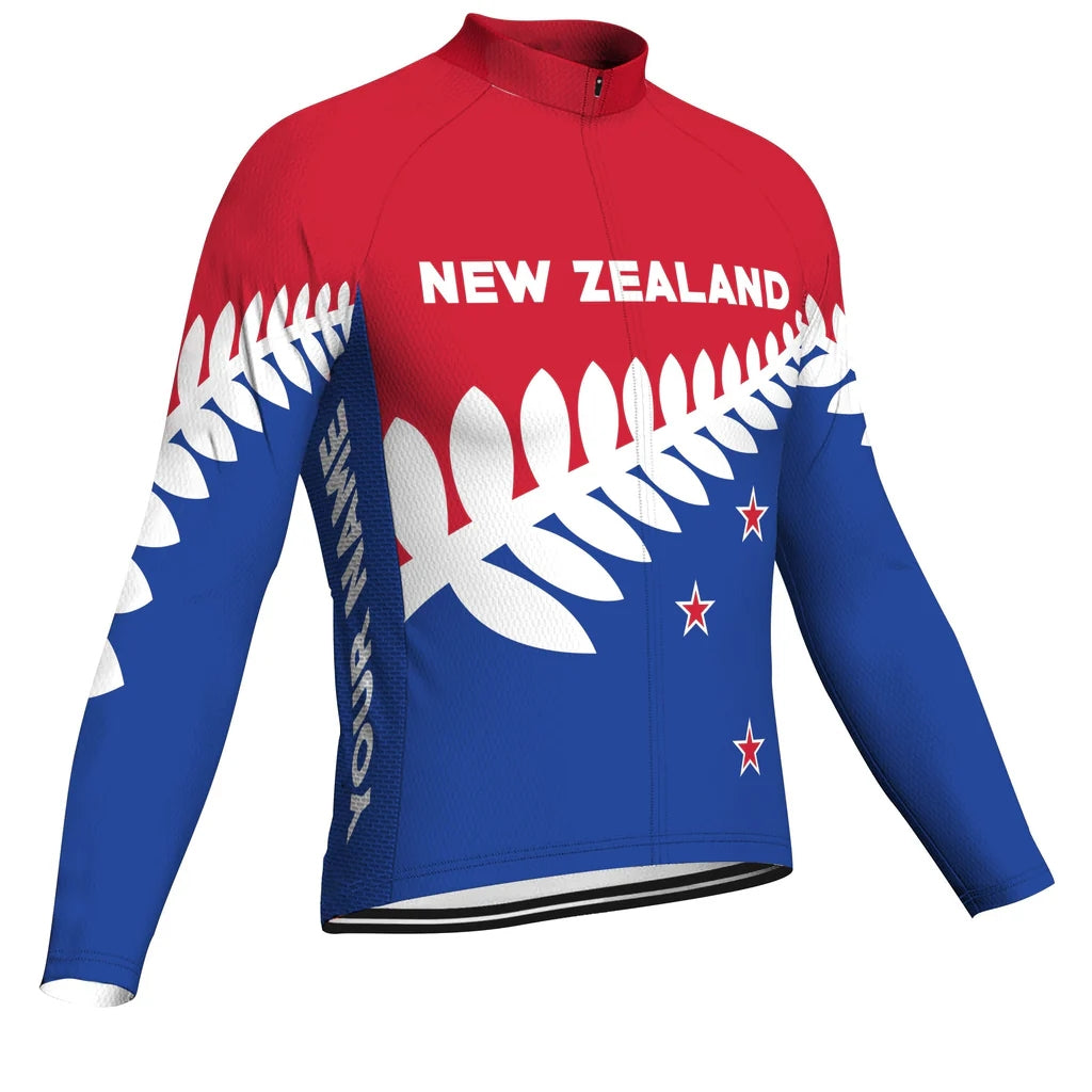 Customized New Zealand Men's Winter Thermal Fleece Cycling Jersey Long Sleeve