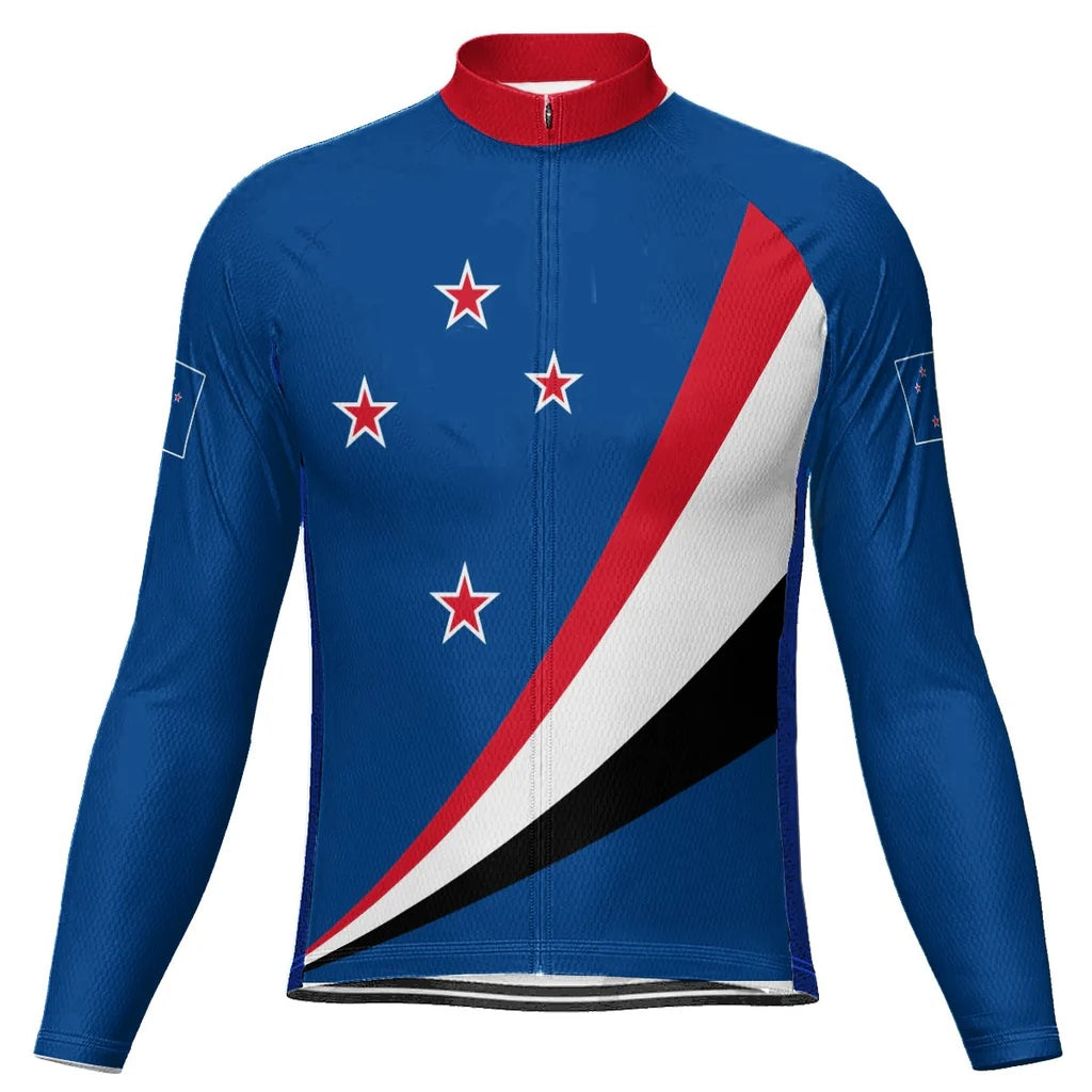 Customized New Zealand Men's Winter Thermal Fleece Cycling Jersey Long Sleeve