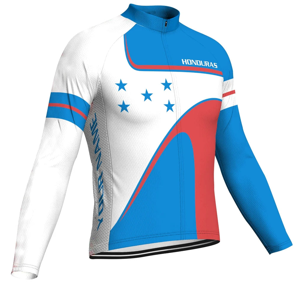 Customized Honduras Men's Winter Thermal Fleece Cycling Jersey Long Sleeve