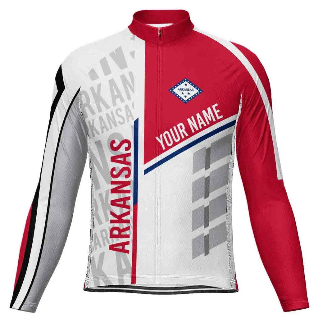 Customized Arkansas Men's Winter Thermal Fleece Cycling Jersey Long Sleeve