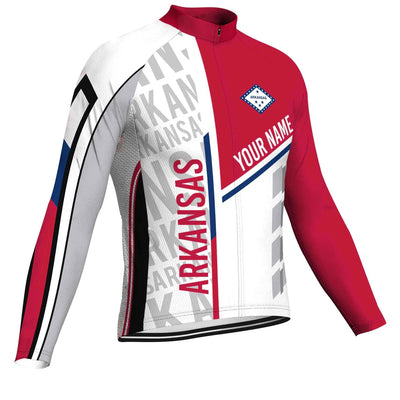 Customized Arkansas Men's Winter Thermal Fleece Cycling Jersey Long Sleeve