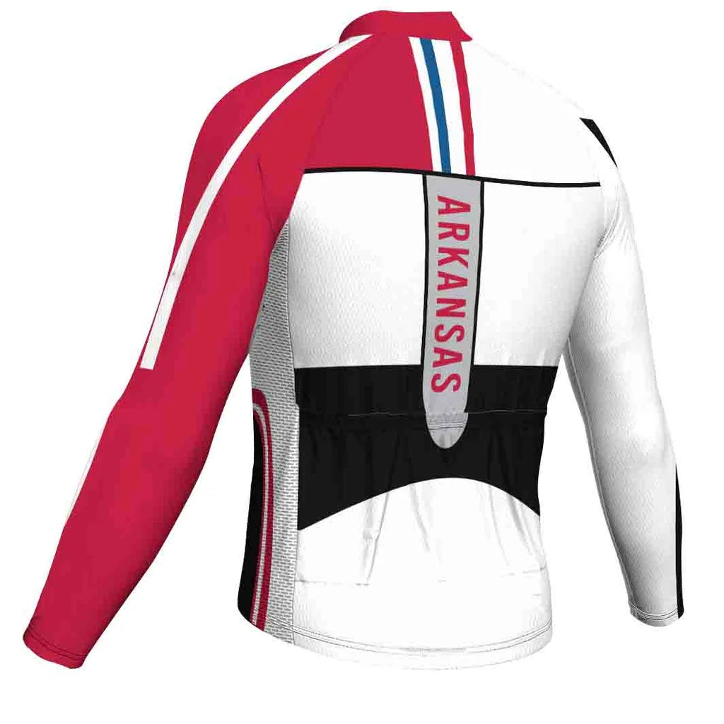 Customized Arkansas Men's Winter Thermal Fleece Cycling Jersey Long Sleeve