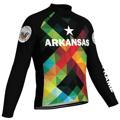 Customized Arkansas Men's Winter Thermal Fleece Cycling Jersey Long Sleeve