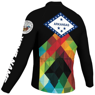 Customized Arkansas Men's Winter Thermal Fleece Cycling Jersey Long Sleeve
