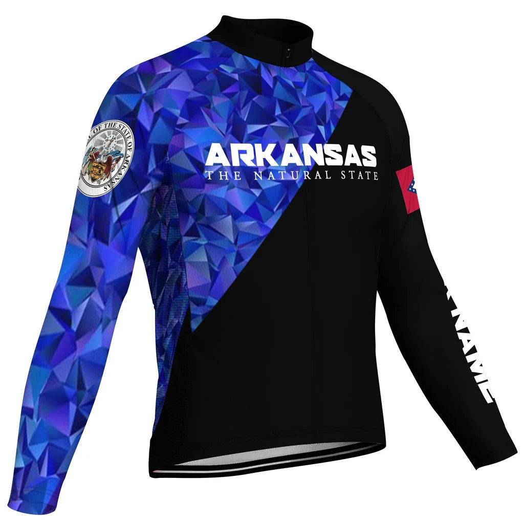 Customized Arkansas Men's Winter Thermal Fleece Cycling Jersey Long Sleeve