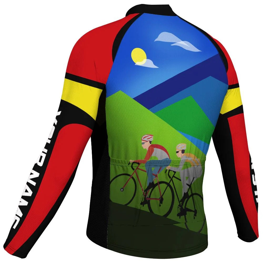 Customized Arkansas Men's Winter Thermal Fleece Cycling Jersey Long Sleeve