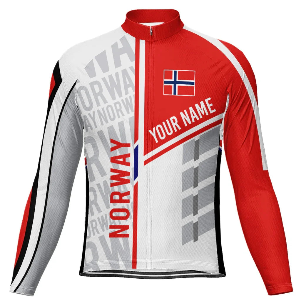 Customized Norway Men's Winter Thermal Fleece Cycling Jersey Long Sleeve
