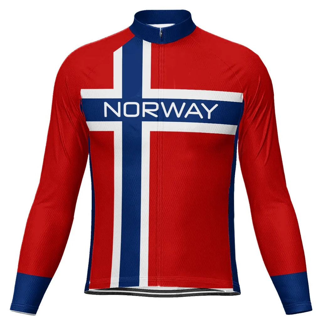 Customized Norway Men's Winter Thermal Fleece Cycling Jersey Long Sleeve