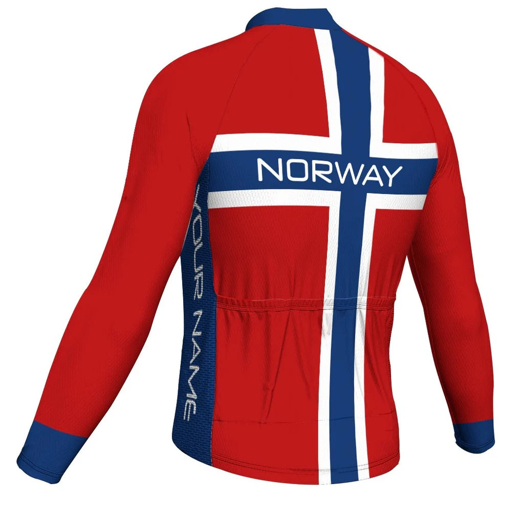 Customized Norway Men's Winter Thermal Fleece Cycling Jersey Long Sleeve