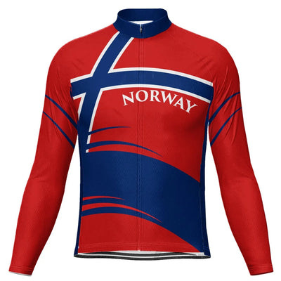 Customized Norway Men's Winter Thermal Fleece Cycling Jersey Long Sleeve
